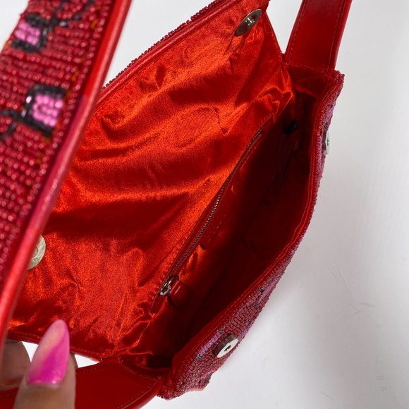 STAUD Red/Pink Beaded 'Tommy' Bag - Picture 6 of 10